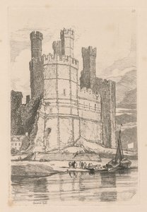 Liber Studiorum: Tavola 28, Castello di Caernarvon, Galles del Nord, 1838 da John Sell Cotman