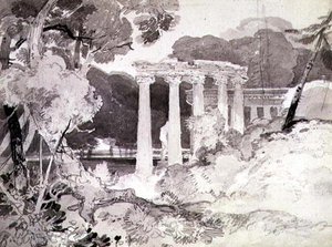 Colonnato Classico in un Paesaggio Boschivo da John Sell Cotman