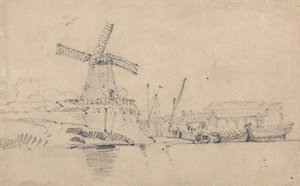 Fiume e mulino a vento da John Sell Cotman