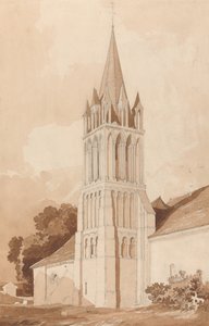 Vista da sud-est della chiesa di Ifs, vicino a Caen, in Normandia da John Sell Cotman
