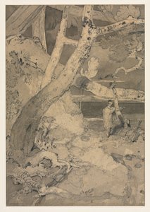 Viaggiatore in un paesaggio boschivo, 1806 da John Sell Cotman