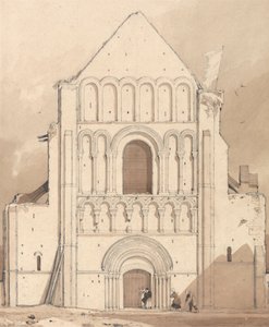Facciata Ovest della Chiesa di Ouistreham, vicino a Caen, Normandia