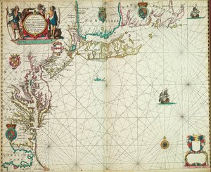 Carta delle coste del mare del New England, New Jersey, Virginia, Maryland e Carolina da Cape Cod a Cape Hatteras da John Seller
