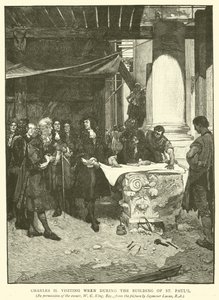 Carlo II che visita Wren durante la costruzione di St. Paul da John Seymour Lucas