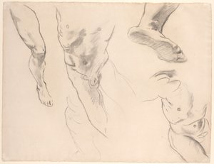 Studi di figura di un giovane nudo, fine 19°-inizio 20° secolo da John Singer Sargent