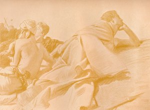 Figure reclinate Davide nel campo di Saul da John Singer Sargent