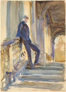 Sir Neville Wilkinson sui gradini del Ponte Palladiano a Wilton House, 1904-5