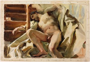 Studio di un nudo maschile reclinato da John Singer Sargent