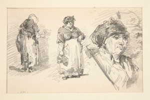 Due figure in piedi e una testa da John Singer Sargent