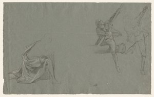 Studio di drappeggio, due figure che tirano un palo, 1785-86 da John Singleton Copley