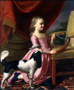 Giovane donna con un uccello e un cane da John Singleton Copley