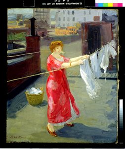 Kimono rosso sul tetto da John French Sloan