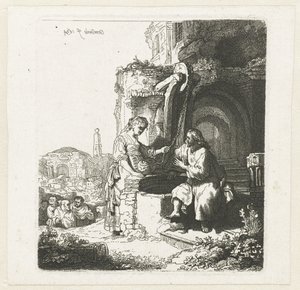 Cristo e la donna di Samaria tra le rovine da John Smith of Chichester