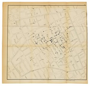 Una mappa da "On the Mode of Communication of Cholera", 1855 da John Snow