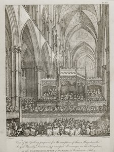 Concerto per commemorare il 25° anniversario della morte di George Frederick Handel (1685-1759) - Vista della Galleria preparata per la ricezione delle loro Maestà la Famiglia Reale