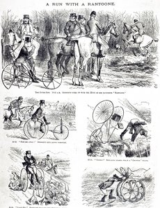 Cartone che raffigura un uomo che caccia su un triciclo da John Tenniel