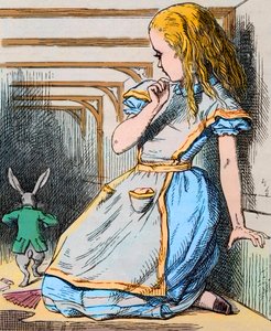Alice e il Coniglio Bianco. Illustrazione di John Tenniel dalla prima edizione di 