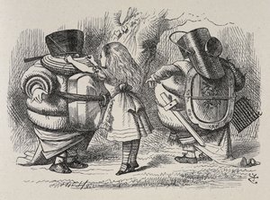 Alice veste Tweedledee e Tweedledum da John Tenniel