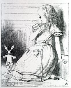 Alice e il coniglio - in ""Le avventure di Alice nel Paese delle Meraviglie e attraverso lo specchio"" di Lewis Carroll, ill. John Tenniel