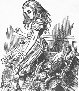 Carroll, Lewis (1832-1898). Scrittore, matematico e fotografo inglese. Le avventure di Alice nel Paese delle Meraviglie (incisione)