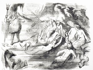Cartone che commenta il secondo tentativo di posare il cavo telegrafico atlantico da John Tenniel