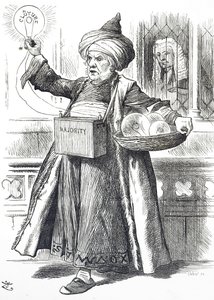 Cartone animato che raffigura William Ewart Gladstone come Aladino