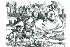 Francia e Gran Bretagna che osservano i bambini (John Bull, Mr Punch e Napoleone III). Quest
