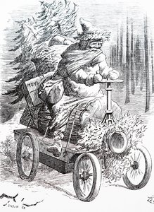 Babbo Natale che corre nella neve da John Tenniel