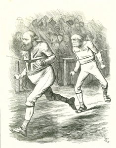 La Fine: Elezioni Generali 1886. Gladstone (Liberale) si rivolse al paese per il suo disegno di legge sull