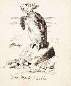 La Finta Tartaruga piangente su una roccia, c.1865 da John Tenniel
