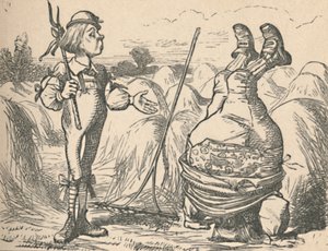 Il giovane parla con suo padre, che sta facendo una verticale, 1889 da John Tenniel