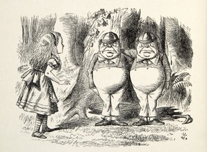 Tweedledum e Tweedledee, illustrazione da Attraverso lo specchio, di Lewis Carroll (1832 - 98), 1872 da John Tenniel