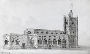 Vecchia chiesa di St Giles, c.1718 (incisione) da John Thomas (after) Smith