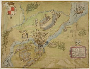 Cotton Augustus I ii 38, Disegno a colori della battaglia di Ballyshannon