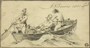 Tre pescatori in una barca da John Thomas Serres