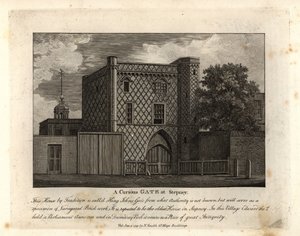 Un cancello curioso in mattoni variegati chiamato St John Gate, la casa più antica di Stepney da John Thomas Smith