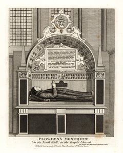 Monumento di Edmund Plowden sulla parete nord nella Temple Church da John Thomas Smith