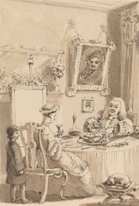 Hogarth beve il primo bicchiere di vino con sua moglie - I loro cani mantengono distanze rispettose
