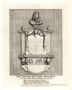 Monumento di Sir Edward Wynter, morto nel 1685, sulla parete sud della Chiesa di Santa Maria a Battersea da John Thomas Smith