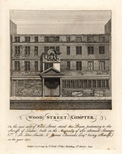 Wood Street Compter, prigione di proprietà degli Sceriffi di Londra, costruita durante il mandato di Sir Samuel Strange nel 1670 da John Thomas Smith