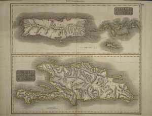 Porto Rico e Isole Vergini: Haiti, Hispaniola o St. Domingo, 1817 (incisione colorata a mano) da John Thomson