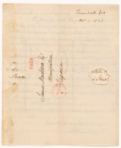 Lettera di John Trumbull (1756-1843) al Presidente Madison datata 1 Ott. 1823 da John Trumbull