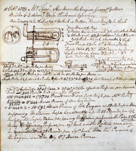 Dettagli di Sans Pareil dal taccuino di Rastrick, prove di Rainhill, 1829 da John Urpeth Rastrick