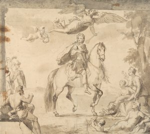 Studio preparatorio per la decorazione "Ritratto equestre di Giorgio I" da John Vanderbank