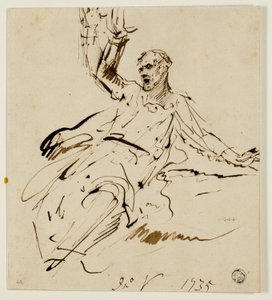Figura maschile seduta con braccio alzato da John Vanderbank