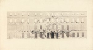 Disegno architettonico di un edificio con simboli astrologici