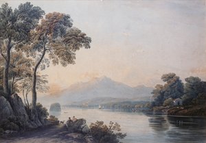 Figure con un Cane sulle Rive del Lago Killarney da John Varley