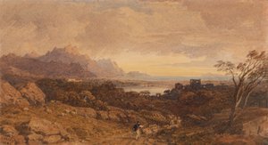 Paesaggio romantico con montagne lontane da John Varley