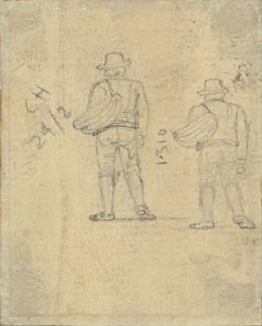 Due studi di una figura che tiene un cesto da John Varley