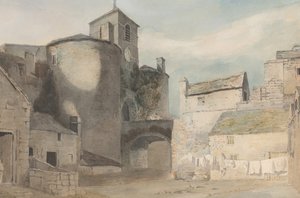 Ingresso fortificato di una città gallese Porta Est di Caernarvon, ca. 1802 da John Varley I